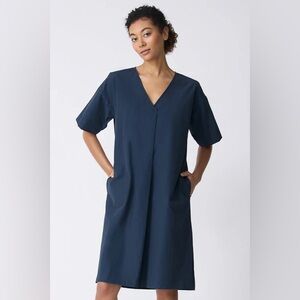 NWT COS CARA FOLD FRONT DRESS 14 navy